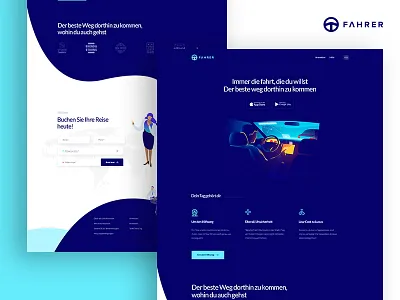 Ride Sharing Landing Page colorful company illustration isometric landing landing page ride rider sharing typography ui ux web website