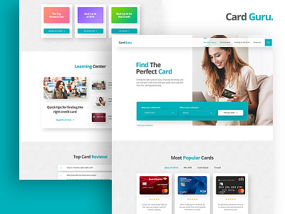 Cardguru Landing Page Template branding colorful credit card credit card payment design flat illustration landing landing page online online banking online casino typography ui ux vector web