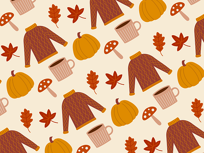 Weekly Pattern #022 abstract autumn cozy design fall graphicdesign halloween illustration orange pattern plant pumpkin red texture warm winter