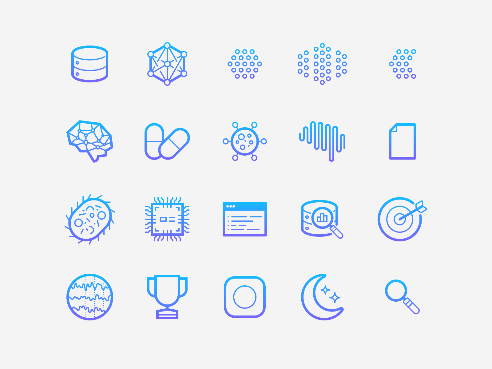 Beacon Biosignals Icon Set brain data disease gradient hardware icon icon set iconography machine learning medical neurology oncology