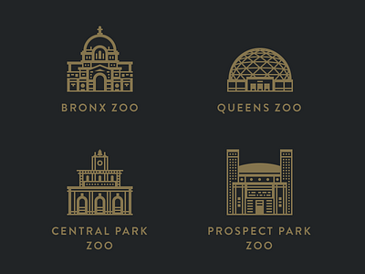 Zoo Icons building flat icon line zoo