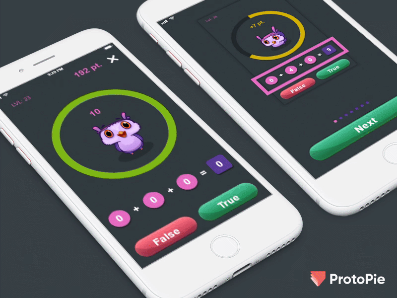 FastMath game on ProtoPie 5.0 animation app game interaction interface ios pie protopie protopie5.0 prototype ui ui animation ux