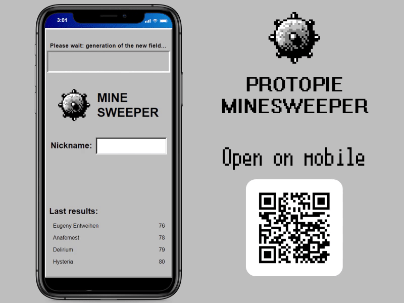 ProtoPie Minesweeper 1.0 app classic free throw game interaction interface pie play playoff protopie prototype windows 98