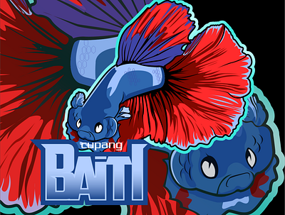 baiti betta fish design vector