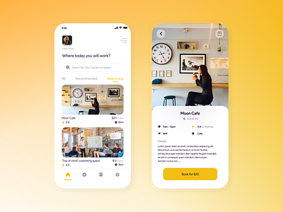 Coworking Space Booking App app art coworking design experience interface minimal product uiux ux work