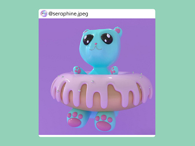 ✨Donut Bear🐻 3d 3d animation 3d art 3d artist 3dmodelling bear c4d colorful cute donut fairy fantasy kawaii modelling pastel pastelcolors sweets
