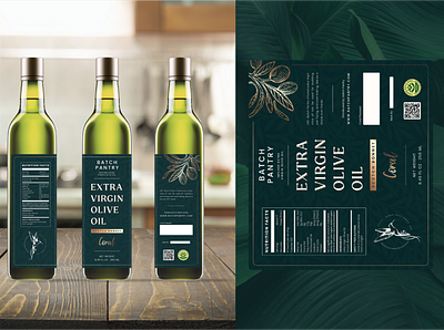 BATCH PANTRY - Olive Oil Bottle Label Design bottle label design branding graphic design label branding design label design label package oliveoil oliveoil bottle design oliveoil label design