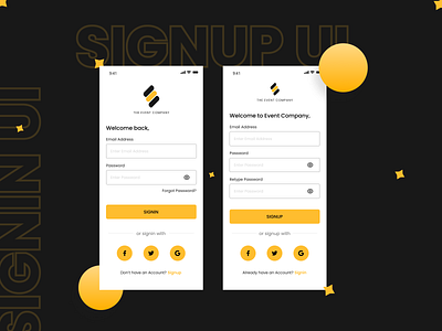 Mobile Sign-in/Signup Design Screens by katta gopinadh on Dribbble