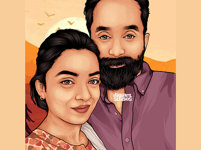 Couple Vexel portrait - Nazriya and Fahadh 3d animation art artwork bangladesh branding design graphic design graphics illustration illustrator logo motion graphics photoshop portrait poster ui vector art vexel