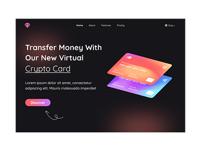 Crypto Landing Page blockchain card coin credit card crypto cryptocurrency dark design desktop fintech gradient landing page theme ui web3 website