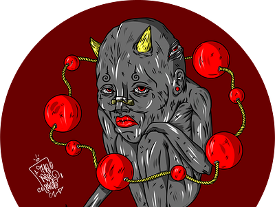 oni red circle clip studio paint design digital design digitalart illustration monster