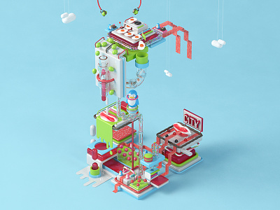 C is for Candy Factory. 3d candy cinema4d graphic design