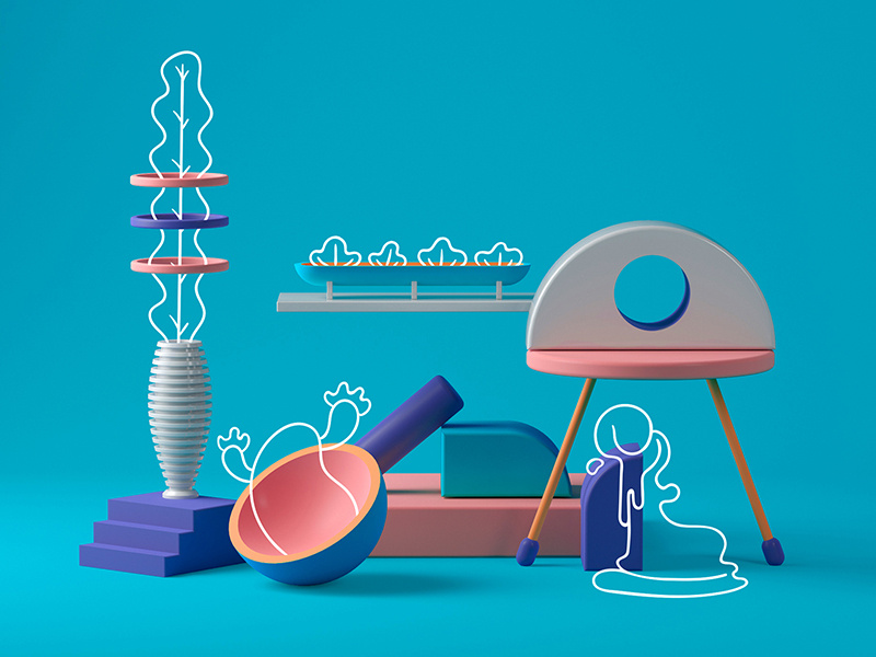Flora art direction plants 2d illustration 3d illustration