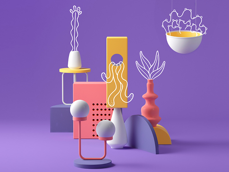 Flora art direction plants 2d illustration 3d illustration