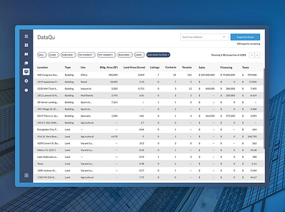 RealMassive - Table View data design desktop ecommerce enterprise application enterprise software real estate table ui user experience user interface ux