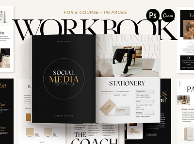 Branding Workbook Creator CANVA PS agency book book layout brand brand identity brand image branding coach coaching concept course ebook layout magazine magazine online course social media teaching tutoring webinar workbook