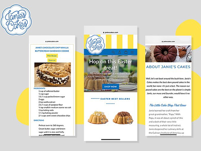 Janie’s Cakes bakery blue concept design elegance figma fresh layout software development taste upplabs user experience web webdesign website websitedevelopment white yellow