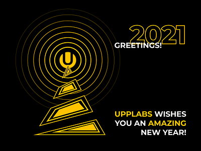 New Year greetings from UppLabs 2021 2021 design best wishes black black and yellow branding christmas card christmas tree concept design figma greeting greeting card greetingcard happy new year illustration new year upplabs vector yellow
