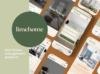 Limehome – Real Estate management plrtform brown design figma green hotels management platform nature peach pink real estate web developmenr white