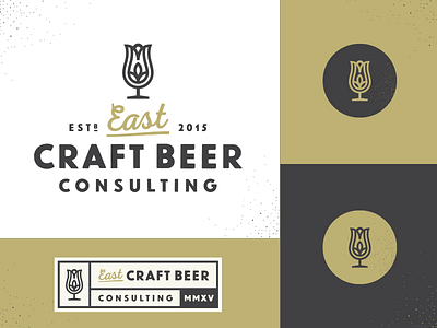East Craft Beer - Final badge beer glassware gold grain gray logo mark