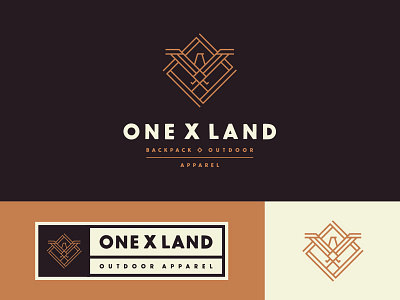 One X Land apparel backpack beige brown eagle line art nature orange outdoor