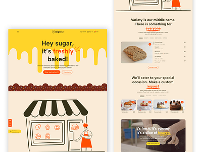 Pastry shop bakery homepage landing page pastry shop ui
