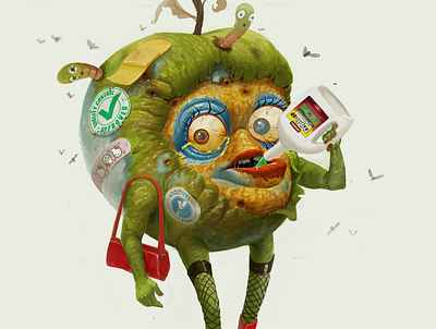 Sauced Granny Smith art board game character conceptart fantasy game illustration