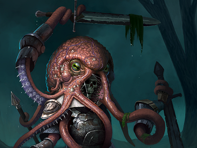 Swamp octopus digital painting fantasy illustration