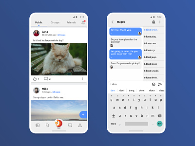 ParrotOne android chat friends messaging app mobile ui ux wall