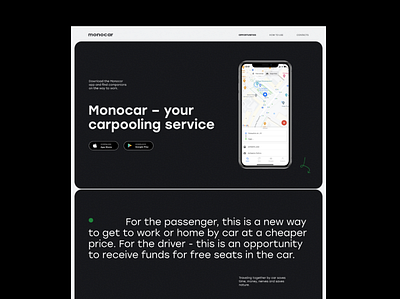 Carpooling service carpooling design landing page minimal tepography ui web