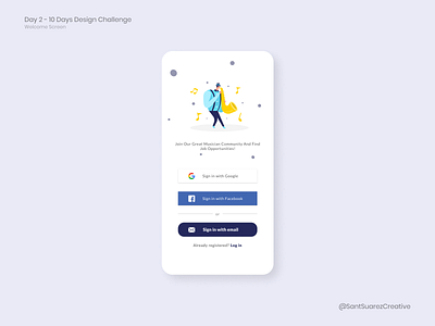 Day 2 - 10 Days Design Challenge - Welcome Screen 10ddc adobexd app dailyui design figma flat illustration minimal minimalistui ui ui2020 uidesign uidesigner uiinspiration uitrends uiuxdr userinterface userinterfacedesigner ux