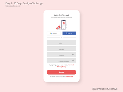 Day 3 - 10 Days Design Challenge - Sign up Screen