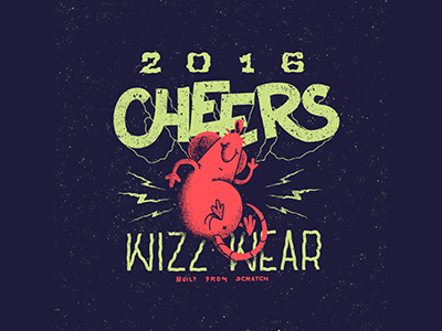 new years graphics for Wizz colors lettering rat tipography