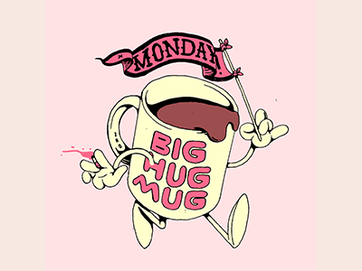 BIG HUG MUG character design coffee mug true detective twin peaks vector