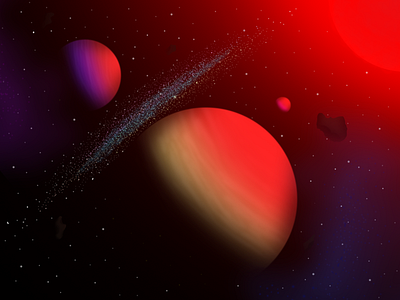 In a distant galaxy art comets design galaxy illustration image planet planets space stars sun