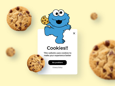 Daily UI 16 | Pop Up cookie cookie monster cookie warning cookies daily 100 challenge daily ui dailyui dailyuichallenge pop up pop up overlay popup sesame street ui