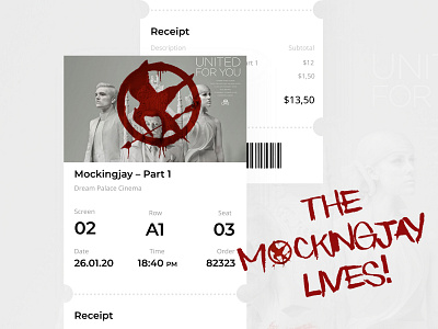 Daily UI 17 | Email Receipt cinema daily 100 challenge daily ui dailyui dailyuichallenge email receipt hunger games hungergames mockingjay movie movie ticket receipt ui