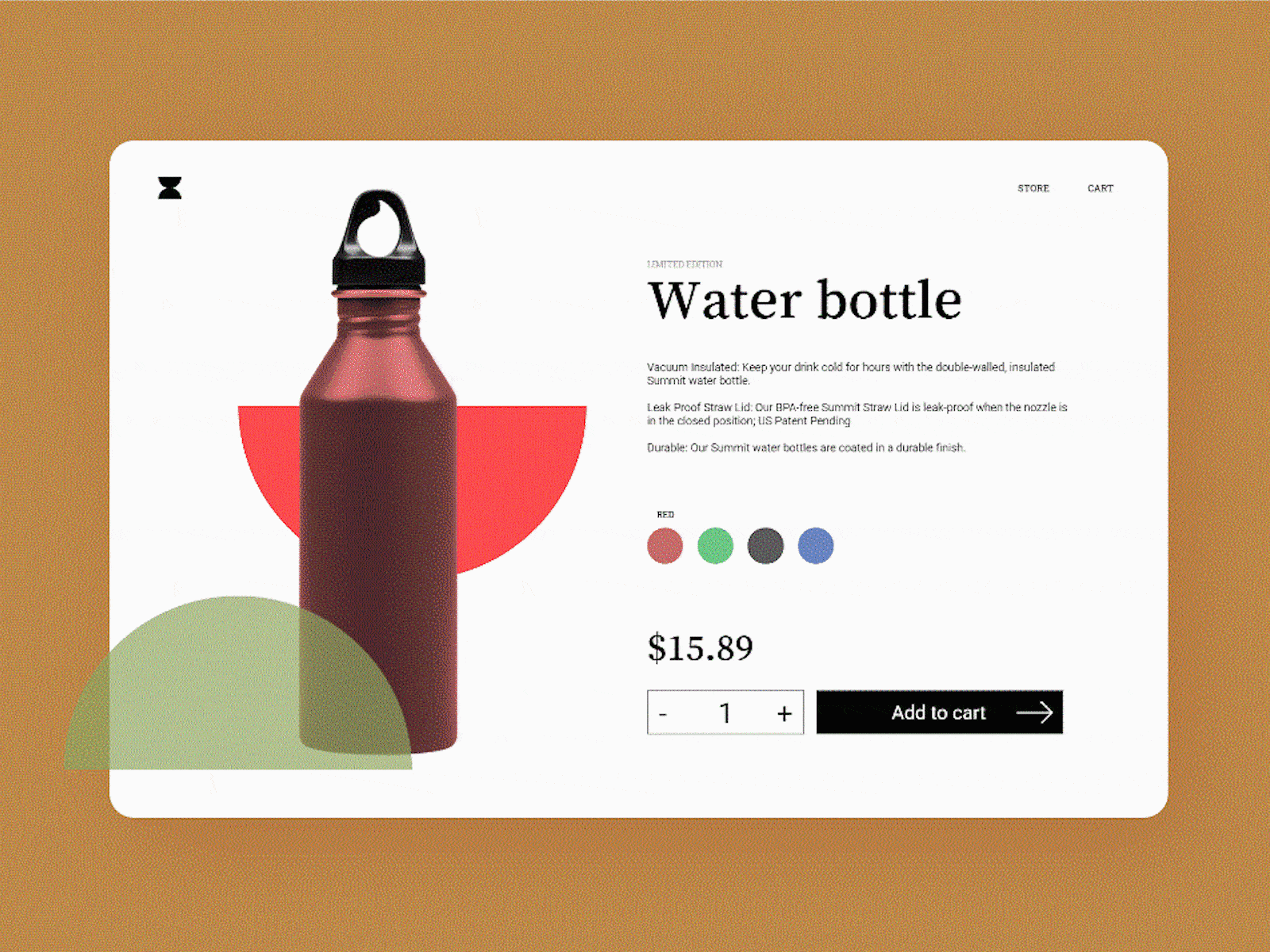 Daily UI 33 | Customize Product bottle color colors custom customizable customization customize customize product customized daily 100 challenge daily ui dailyui dailyuichallenge market marketplace store ui water bottle