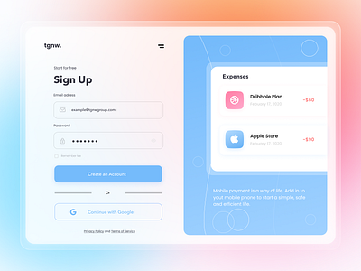 Finance App | Sign Up by Krzysztof Rdzanek on Dribbble