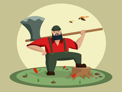 Lumberjack character characterdesign design illustration lumberjack person ui vector
