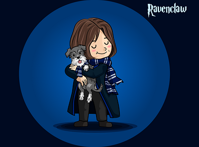 Ravenclaw girl character design dog harrypotter hogvarts illustration illustrator ravenclaw schnauzer vector