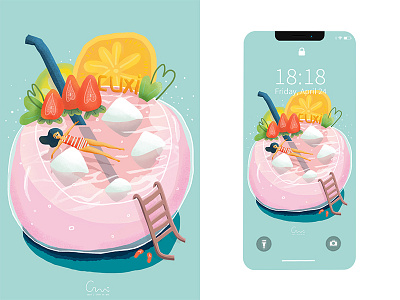 Summer time aperitivo cocktail girl happiness happy hour illustration summer summertime wallpaper