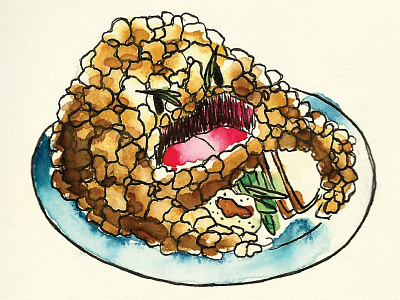 Stuffing Monster drawing illustration monster stuffing traditional watercolor
