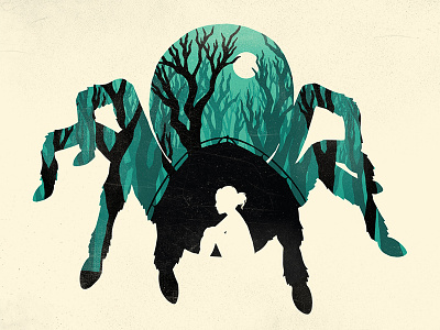 Mammoth Poster camping dark darkness forest grunge illustration moon short film spider tarantula tent trees
