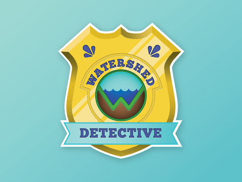 Watershed Detective police logo water education children gold shiny cute badge detective watershed