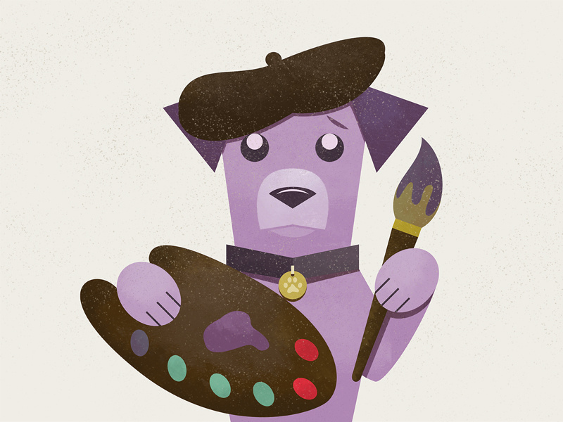 Painter Dog painting doggie illustration vector puppy paw collar texture paintbrush dog paint