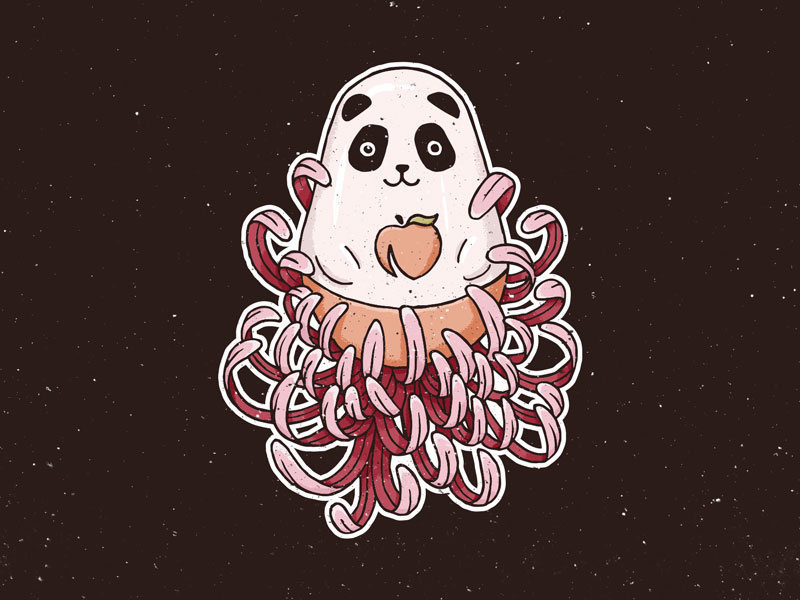 Pandamonium pink cute texture illustration grunge flower chrysanthemum panda