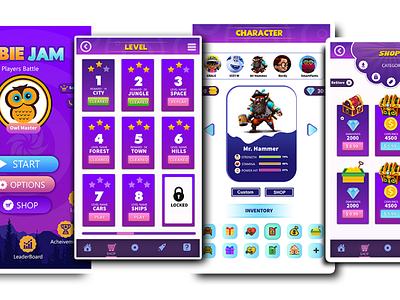Mobile Game Design android game charater ui game menu game ui shop screen