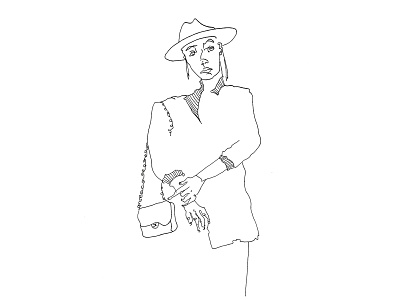 Aspen Stereotypes "The Hip Gallery Girl" Modern Luxury Magazine artistic blind contour cartoon illustration contour drawing hand drawn line line art line drawing line work