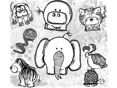 Fun Bubble Jungle Animals animals animation branding childrens books childrens illustration design drawing emoji emoticon illustration kids art logo pattern